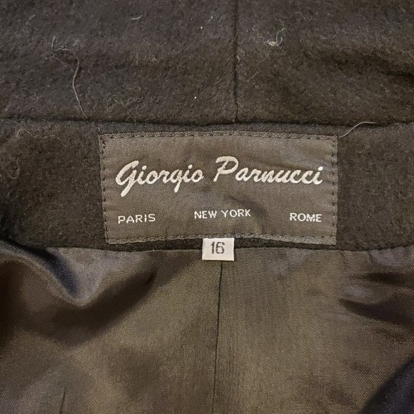 NWT Giorgio Parnucci Vintage Black Wool Trench Coat Women's Size 16 - Picture 9 of 9